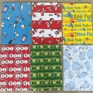 NEW Dr. Seuss Lot of 6 Pages Junk Journal Scrapbook Wrapping Papers 13.5” x 9.5”